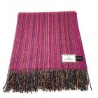 100% Wool Blanket/Throw/Rug Bright Pink Multi Stripe